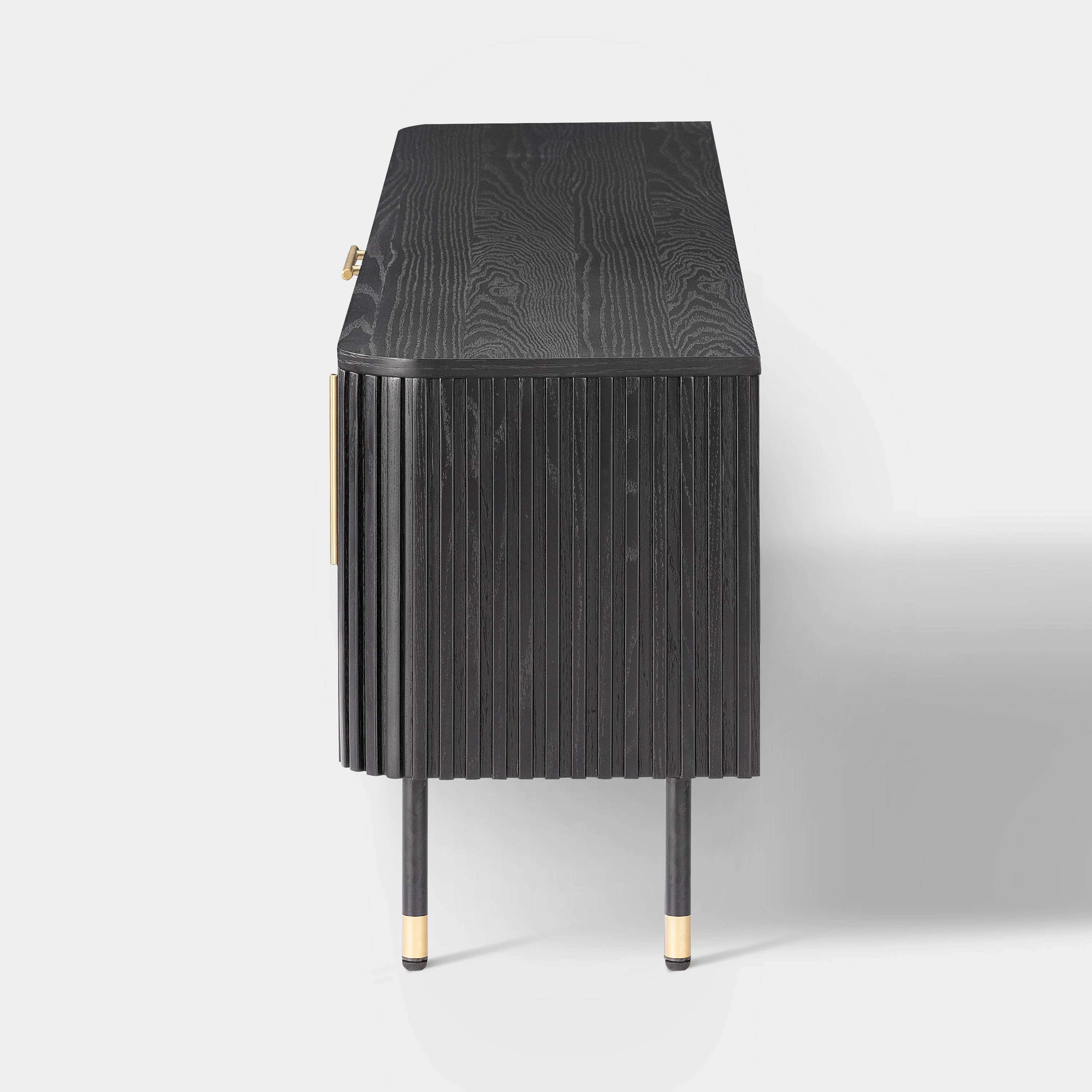 Ewan Oak Media Console and Cabinet Set