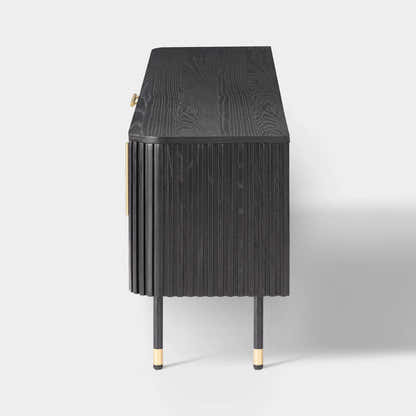 Ewan Oak Media Console and Cabinet Set