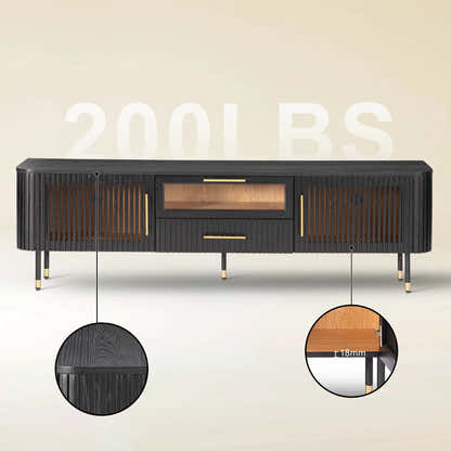 Ewan Oak Media Console and Cabinet Set