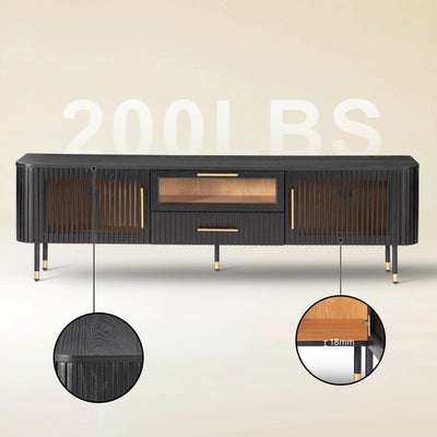 Ewan Oak Media Console and Cabinet Set