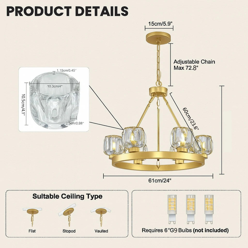 Vellum Round Chandelier 61cm D