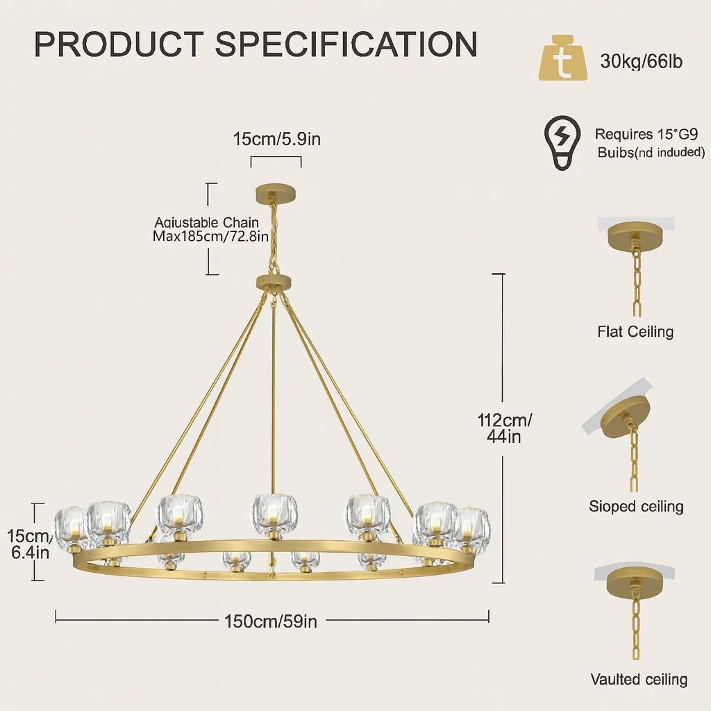 Vellum Round Chandelier 150cm D