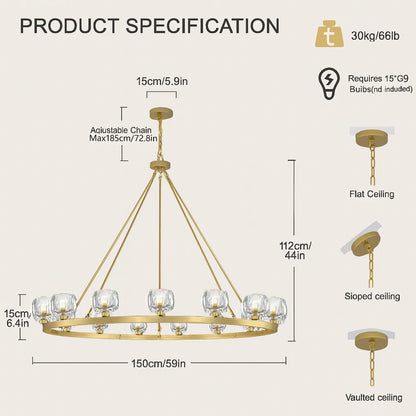 Vellum Round Chandelier 150cm D
