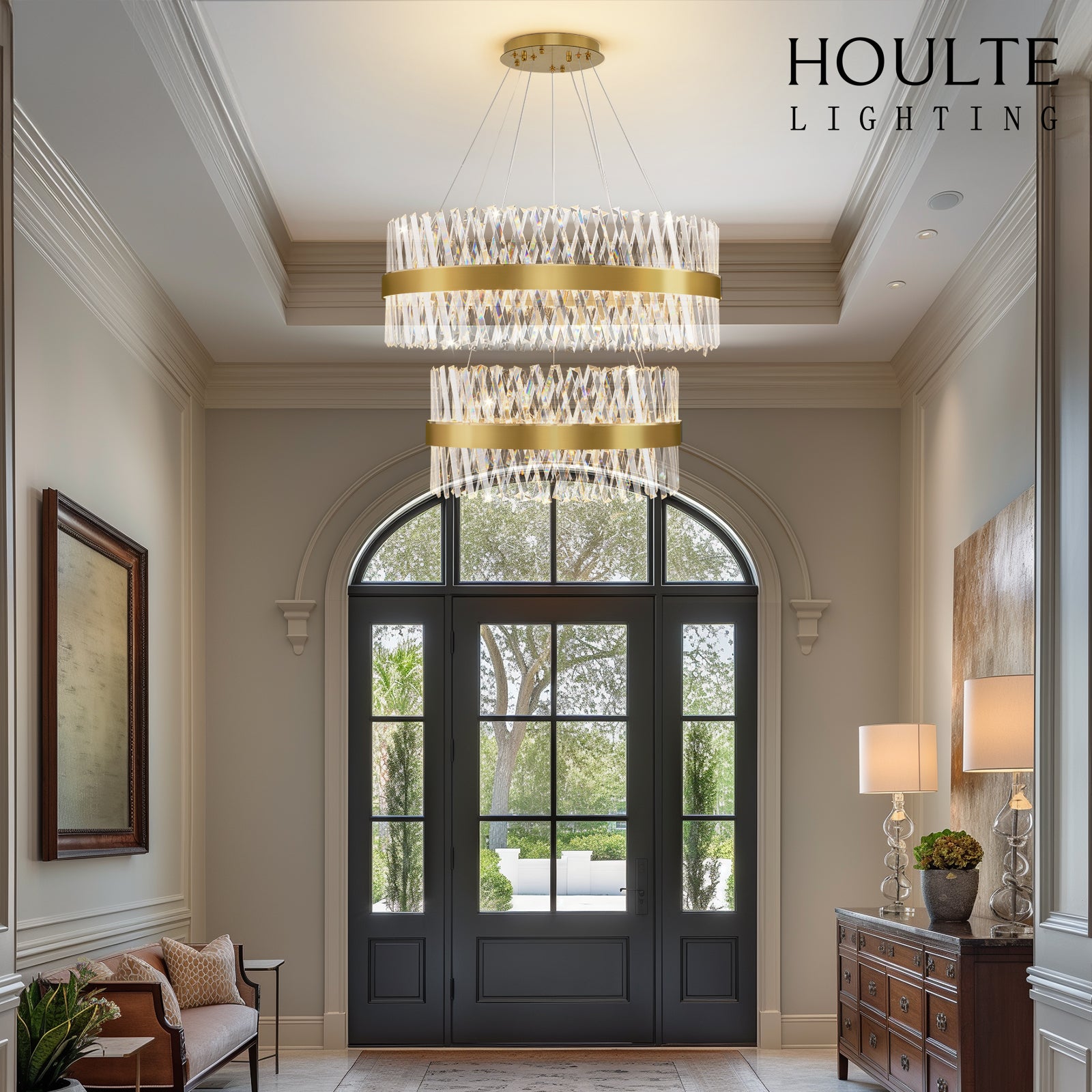 Vetro Prism Crystal 2-Tier Chandelier 40" L