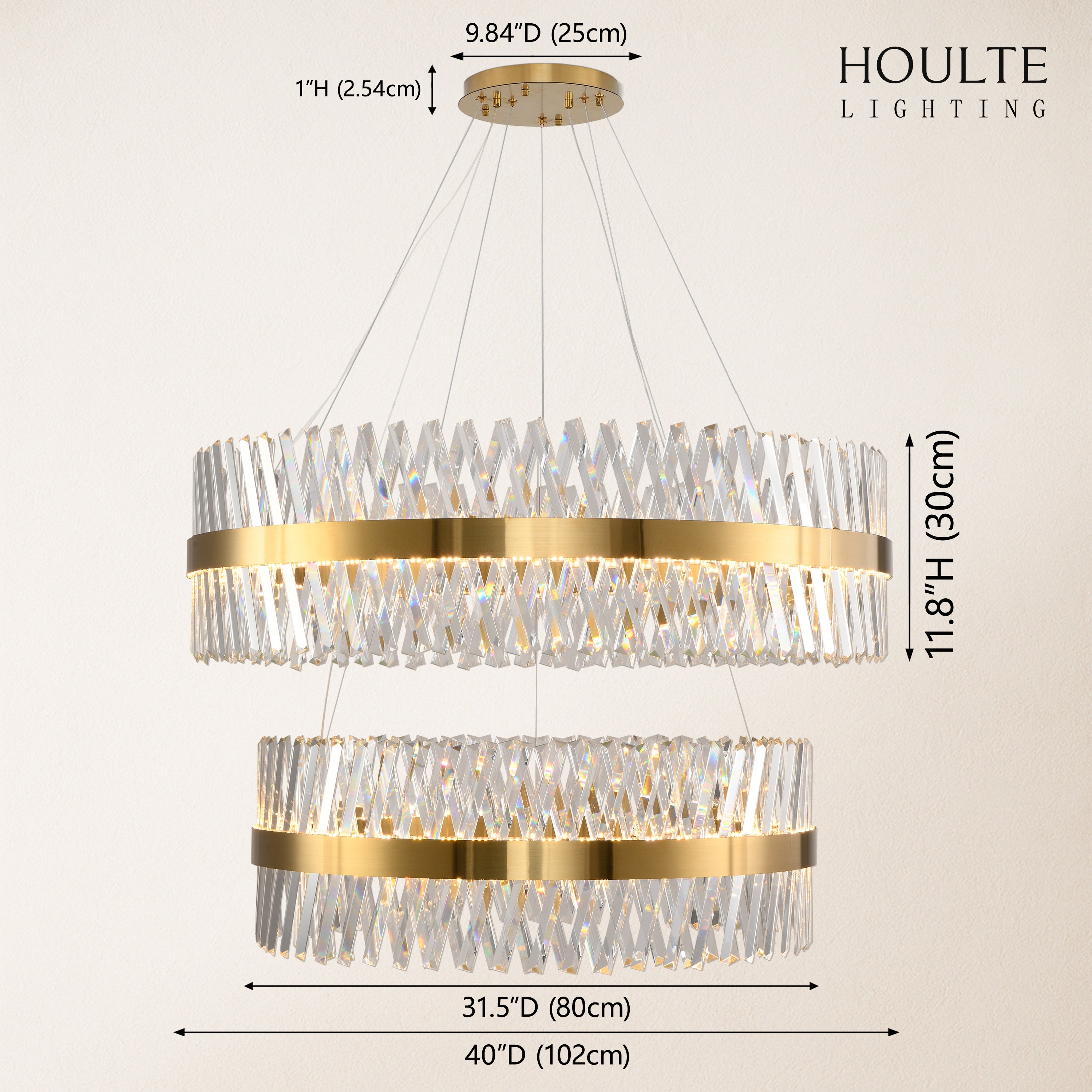 Vetro Prism Crystal 2-Tier Chandelier 40" L
