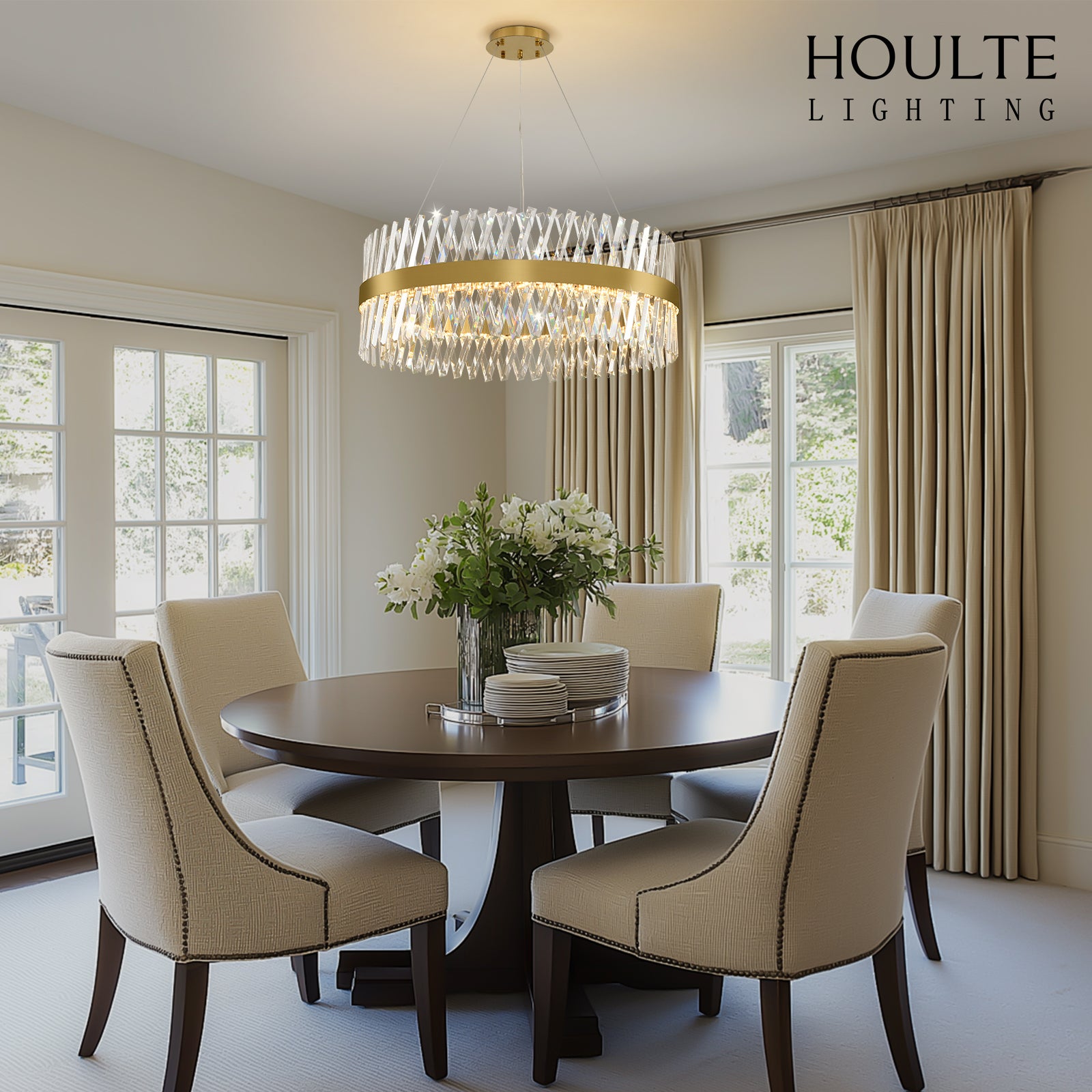 Vetro Prism Crystal Round Chandelier 23.6"D