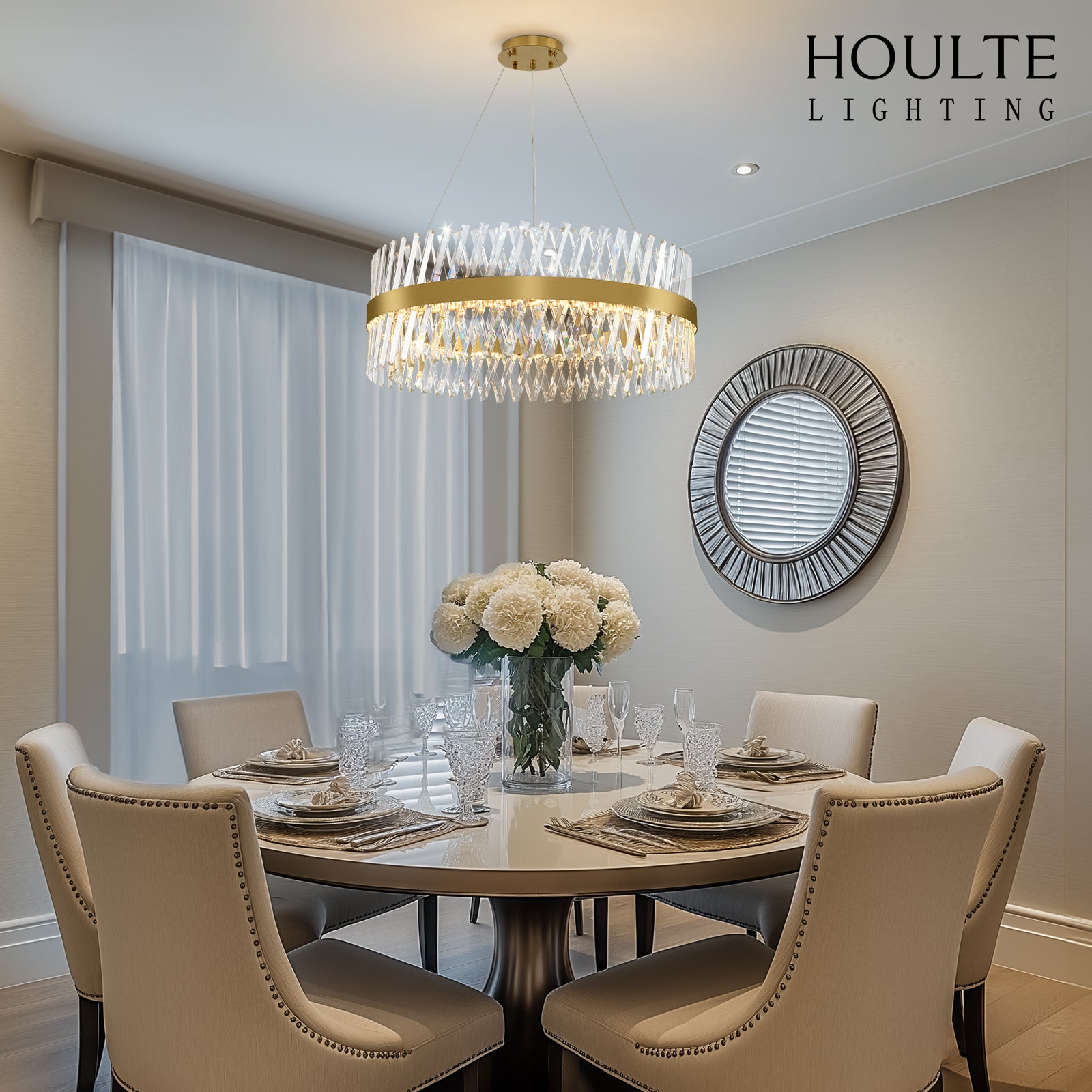 Vetro Prism Crystal Round Chandelier 23.6"D