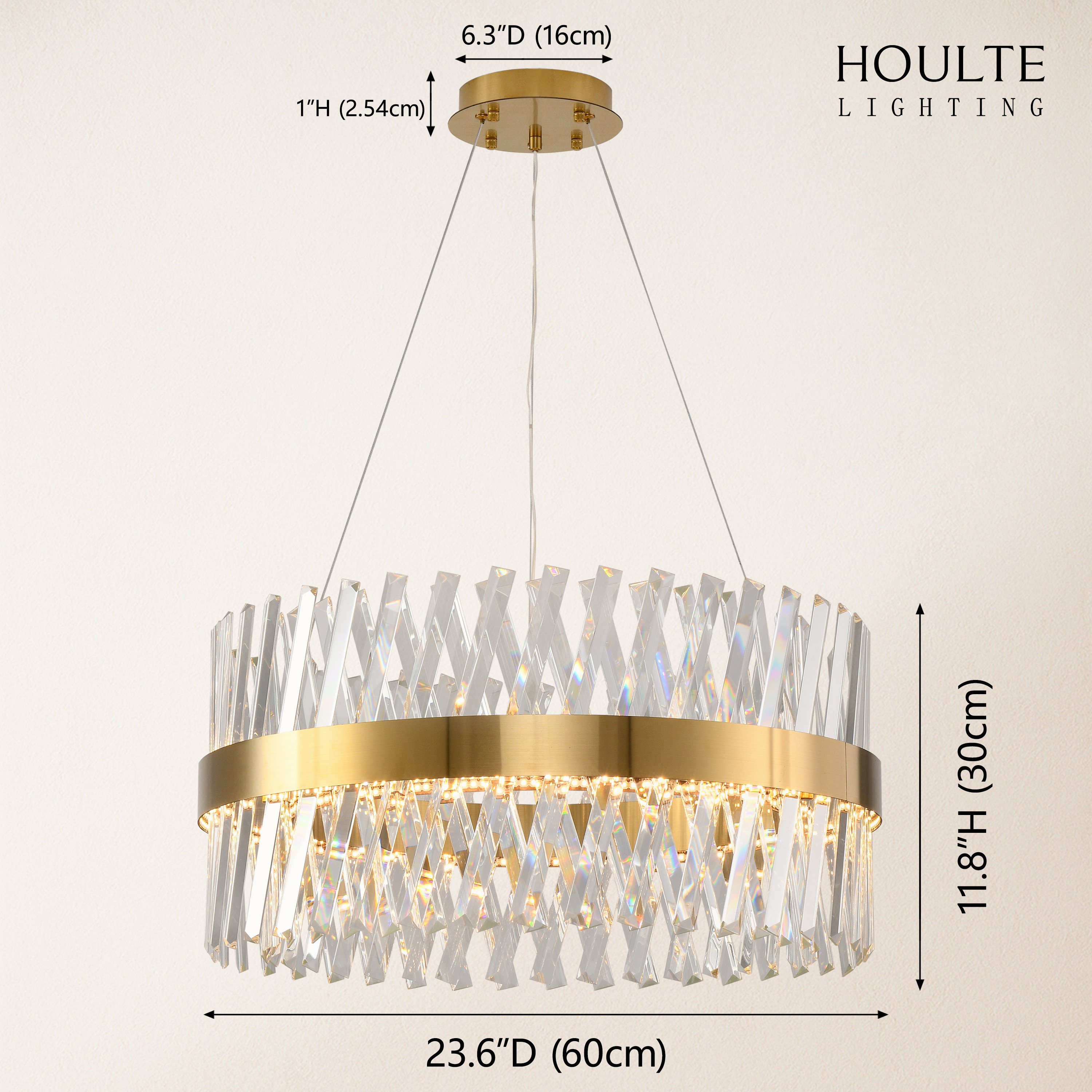 Vetro Prism Crystal Round Chandelier 23.6"D