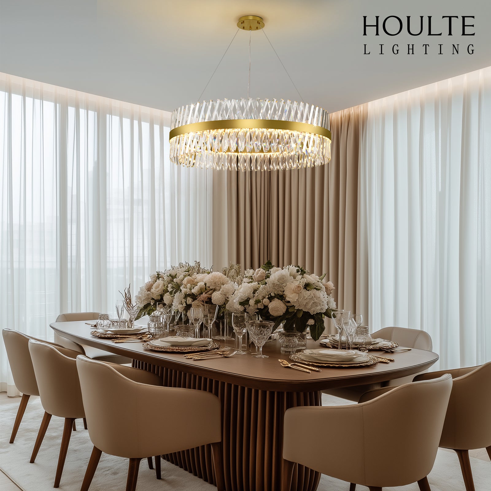 Vetro Prism Crystal Round Chandelier 40"D