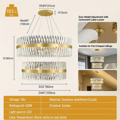 Vetro Prism Crystal 2-Tier Chandelier 102cm L