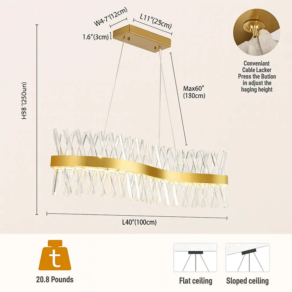 Vetro Prism Crystal Rectangular Chandelier 102cm L
