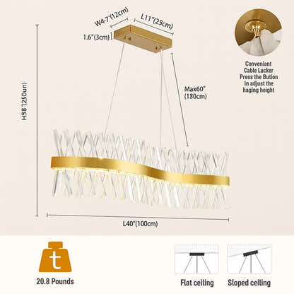 Vetro Prism Crystal Rectangular Chandelier 102cm L