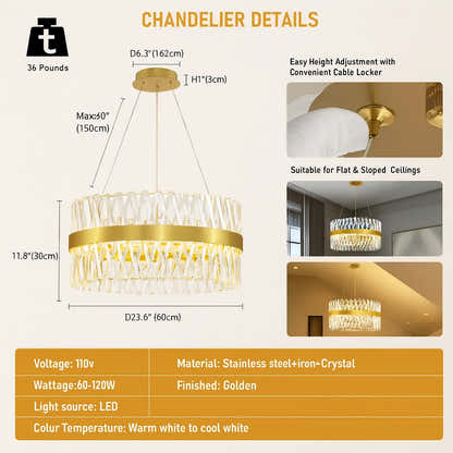 Vetro Prism Crystal Round Chandelier 60cm D