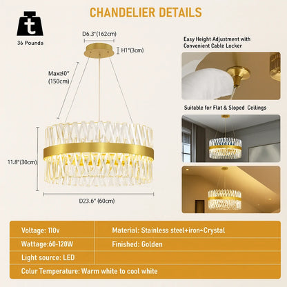 Vetro Prism Crystal Round Chandelier 60cm D