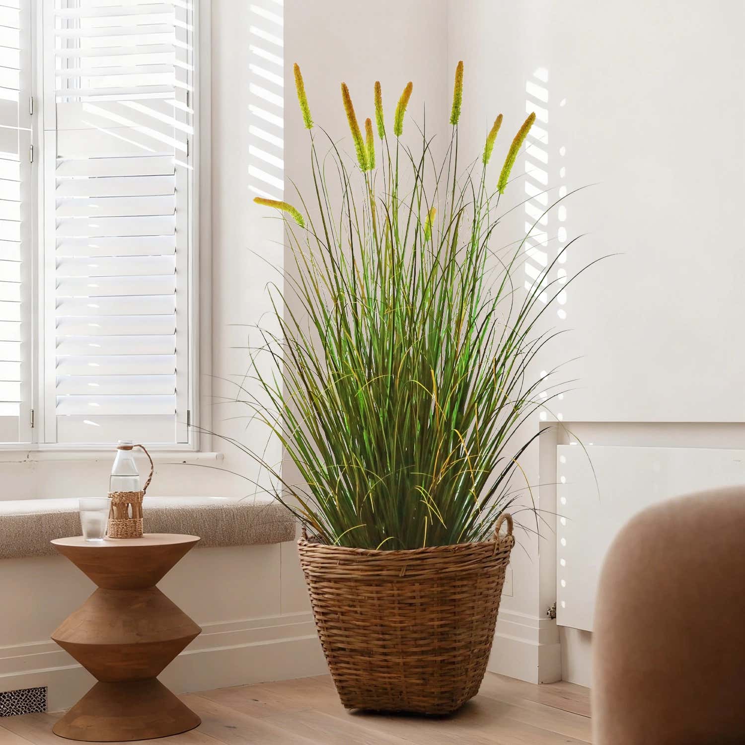 Artificial 10-Head Long Cat Tail with Curved Onion Grass Bonsai 170cm H