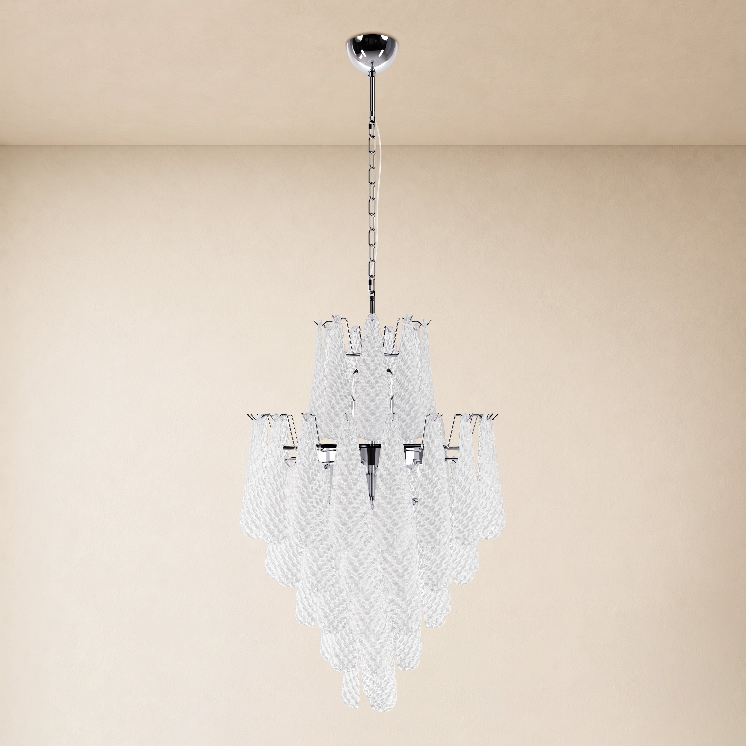 Veloria Murano Glass Leaf Tiered Chandelier 24"D