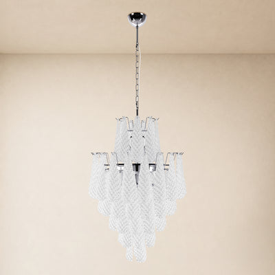 Veloria Murano Glass Leaf Tiered Chandelier 24"D