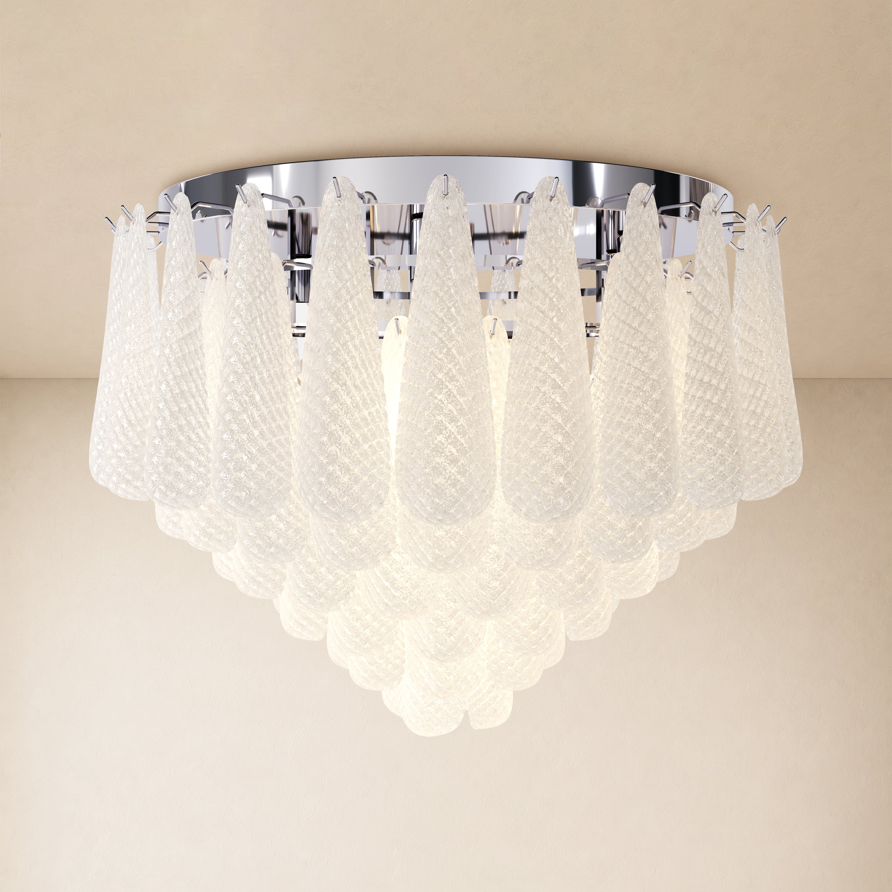 Veloria Murano Glass Leaf Flush Mount 30"D
