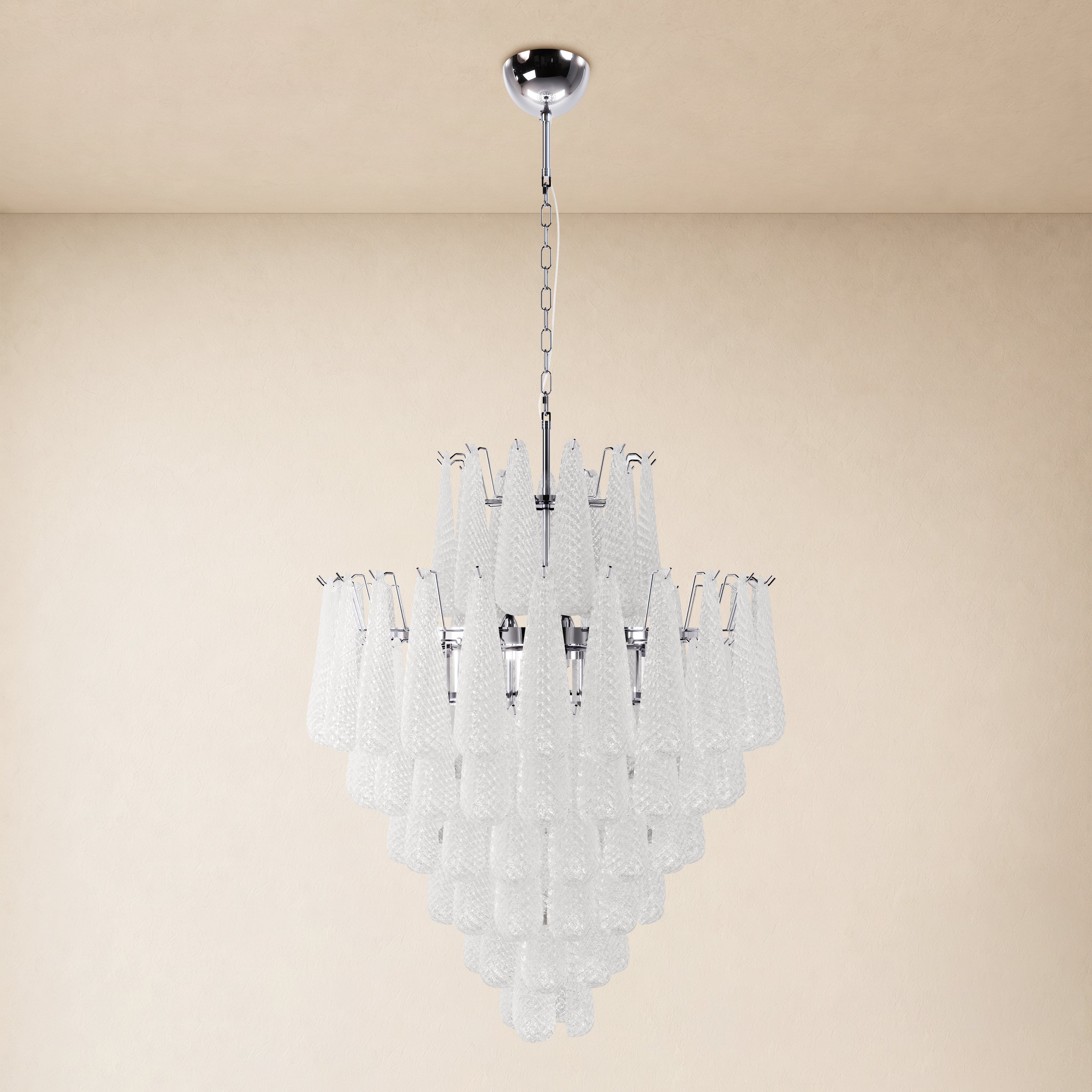 Veloria Murano Glass Leaf Tiered Chandelier 32"D