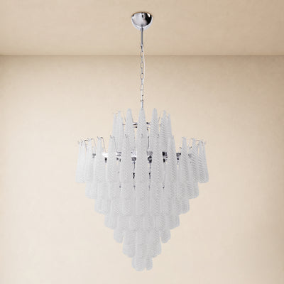 Veloria Murano Glass Leaf Tiered Chandelier 36"D