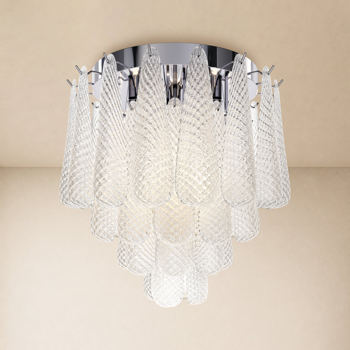 Veloria Murano Glass Leaf Flush Mount 20"D
