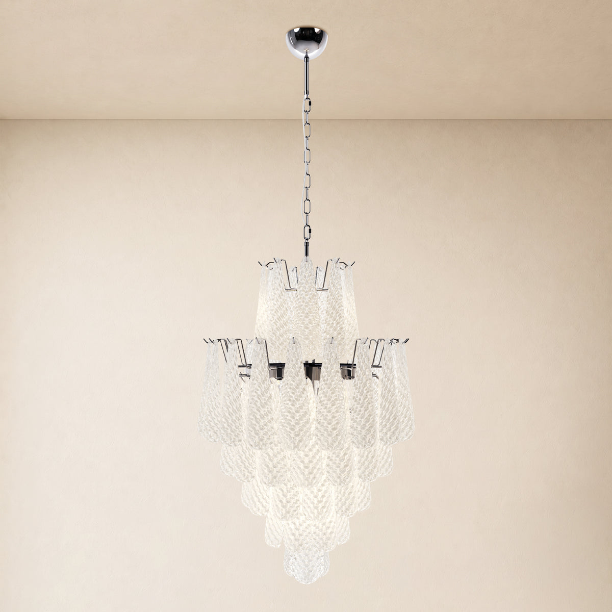 Veloria Murano Glass Leaf Tiered Chandelier 24"D