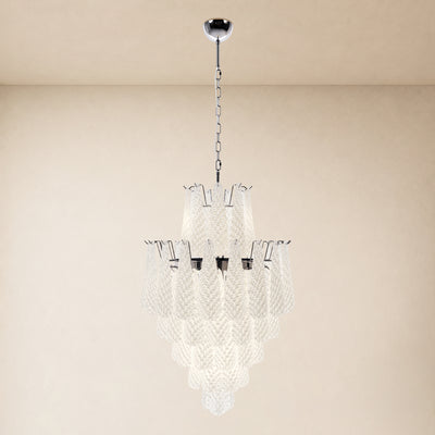 Veloria Murano Glass Leaf Tiered Chandelier 24"D