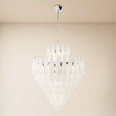 Veloria Murano Glass Leaf Tiered Chandelier 36"D