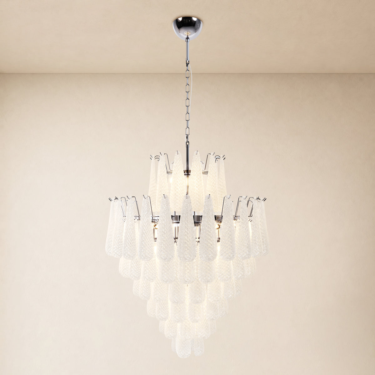 Veloria Murano Glass Leaf Tiered Chandelier 32"D