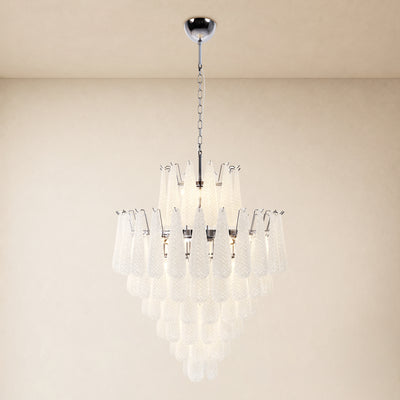 Veloria Murano Glass Leaf Tiered Chandelier 32"D