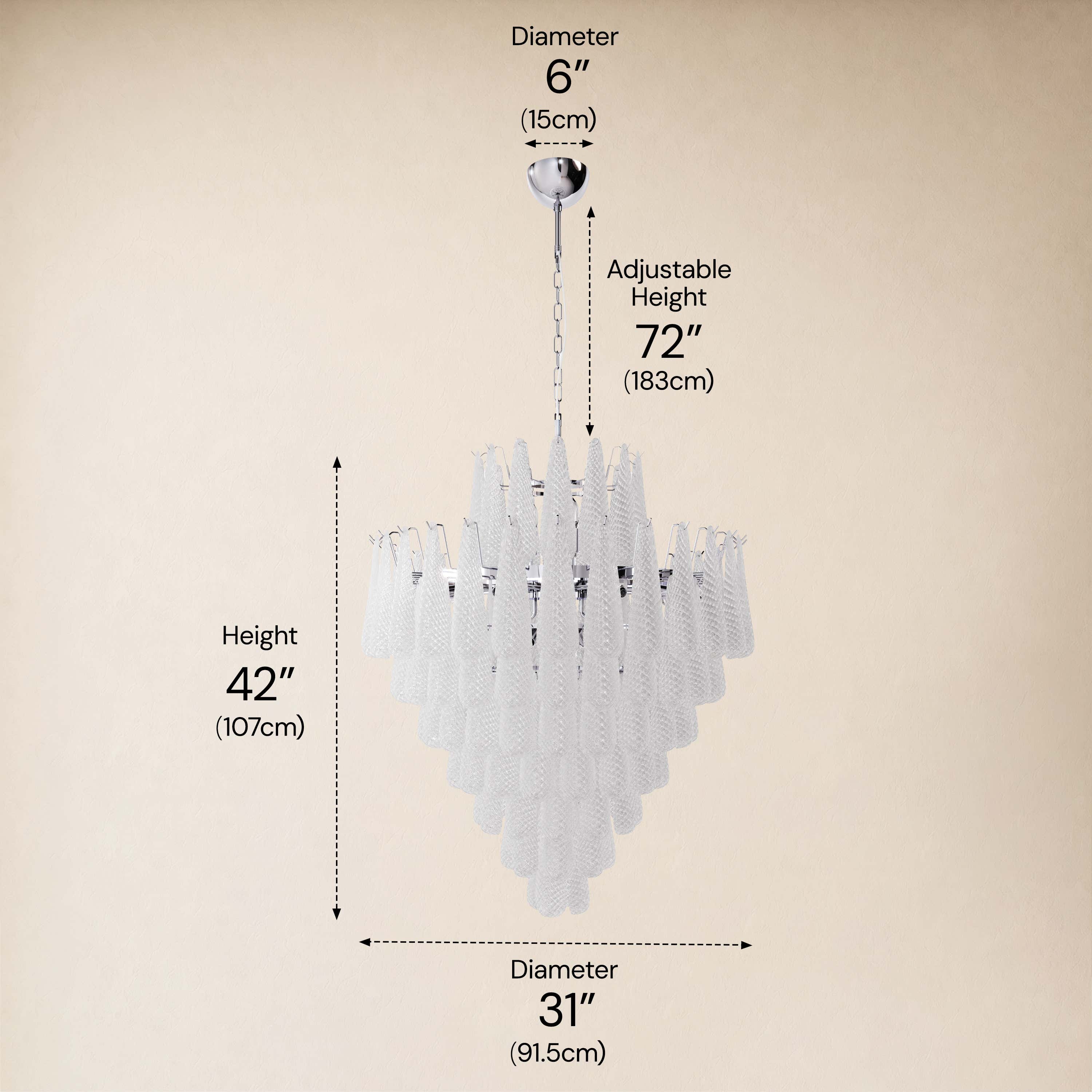 Veloria Murano Glass Leaf Tiered Chandelier 36"D dimensions 2