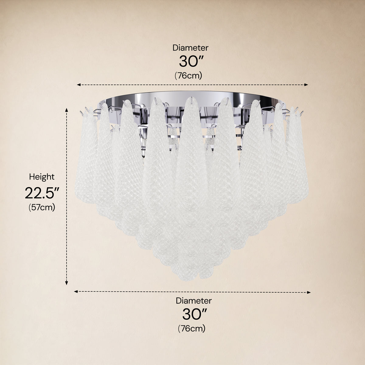 Veloria Murano Glass Leaf Flush Mount 30"D