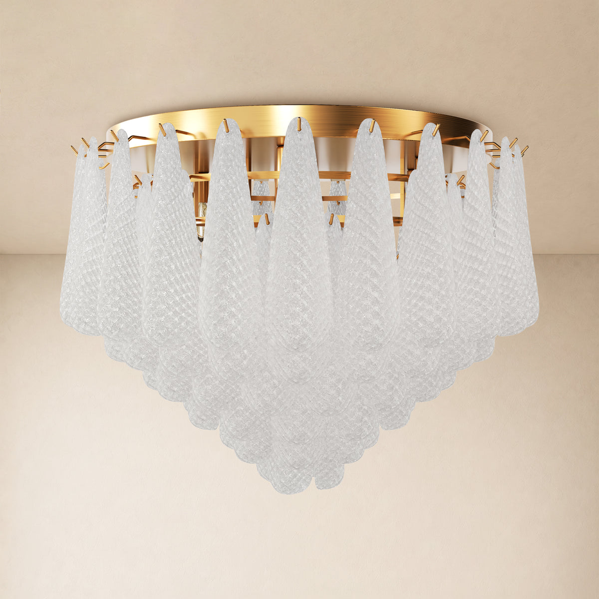 Veloria Murano Glass Leaf Flush Mount 30"D