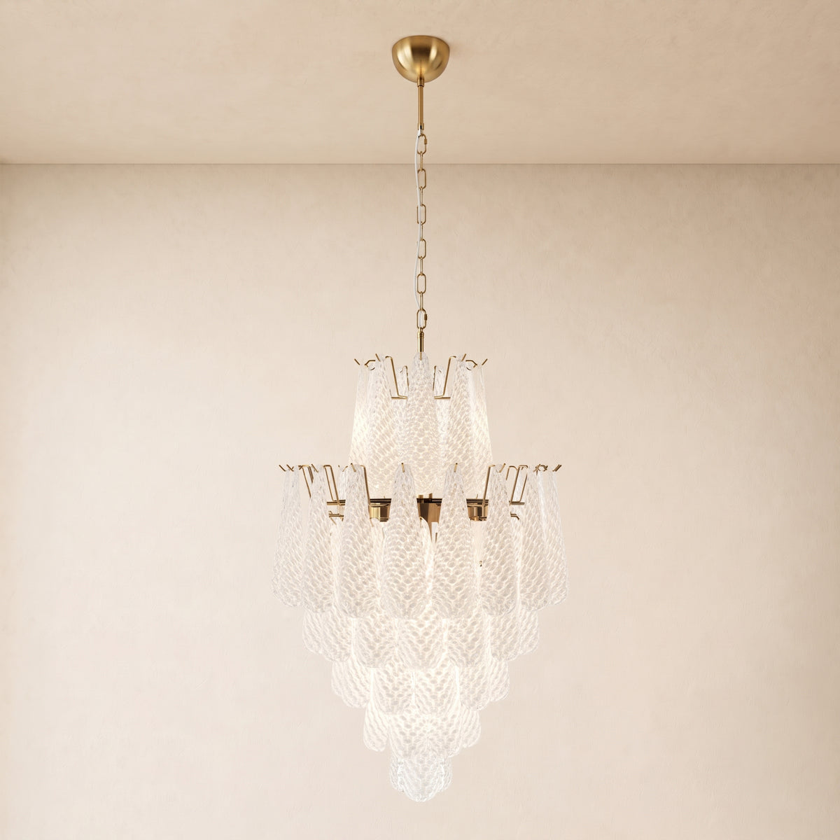 Veloria Murano Glass Leaf Tiered Chandelier 24"D