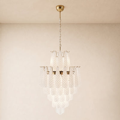 Veloria Murano Glass Leaf Tiered Chandelier 24"D