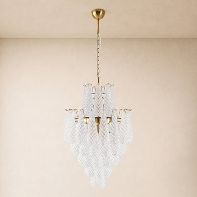 Veloria Murano Glass Leaf Tiered Chandelier 24"D