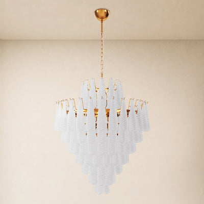 Veloria Murano Glass Leaf Tiered Chandelier 36"D