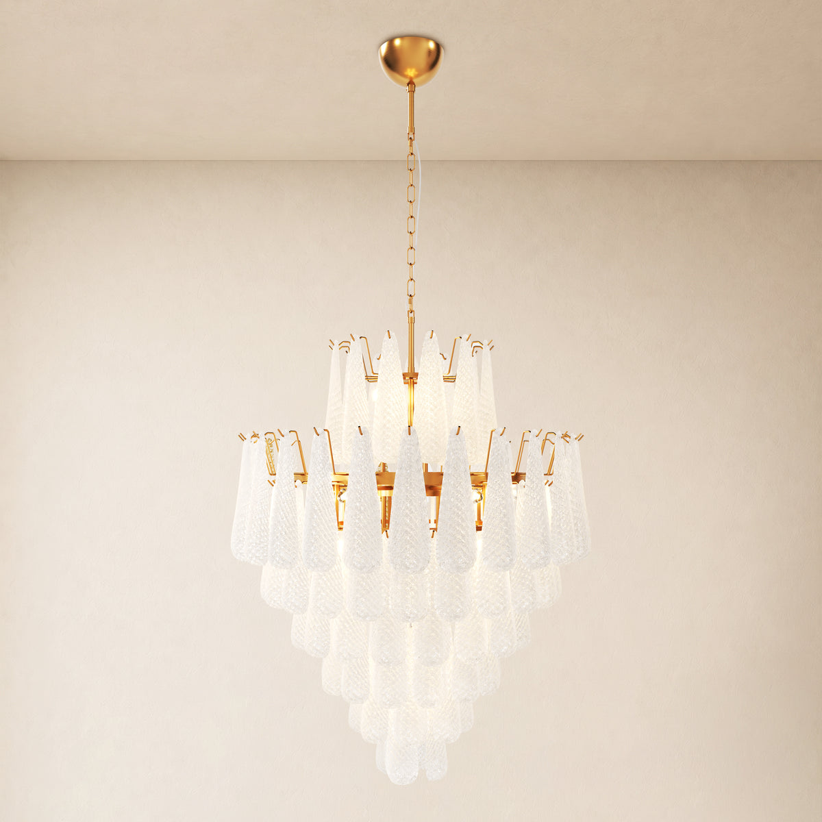 Veloria Murano Glass Leaf Tiered Chandelier 32"D