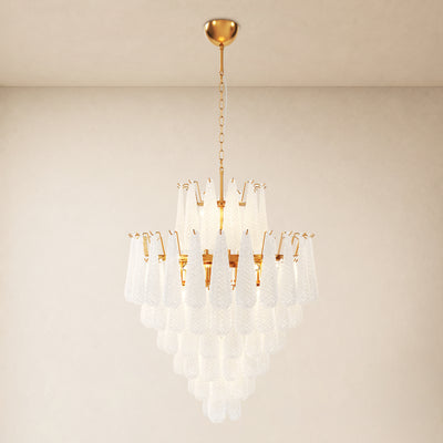Veloria Murano Glass Leaf Tiered Chandelier 32"D