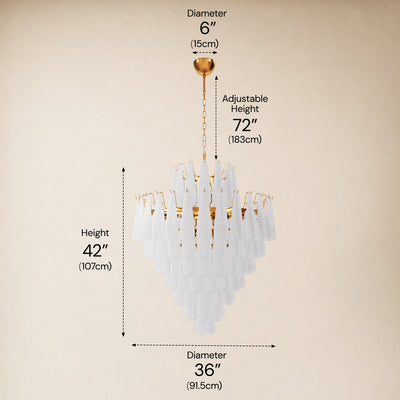 Veloria Murano Glass Leaf Tiered Chandelier 36"D