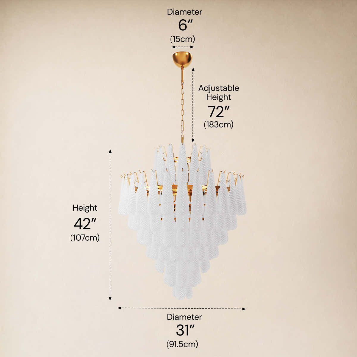 Veloria Murano Glass Leaf Tiered Chandelier 36"D dimensions 3