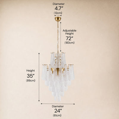 Veloria Murano Glass Leaf Tiered Chandelier 24"D