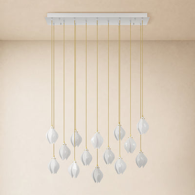 Veylune Ceramic Flower Cluster Rectangular Chandelier 19.7"-60"W 