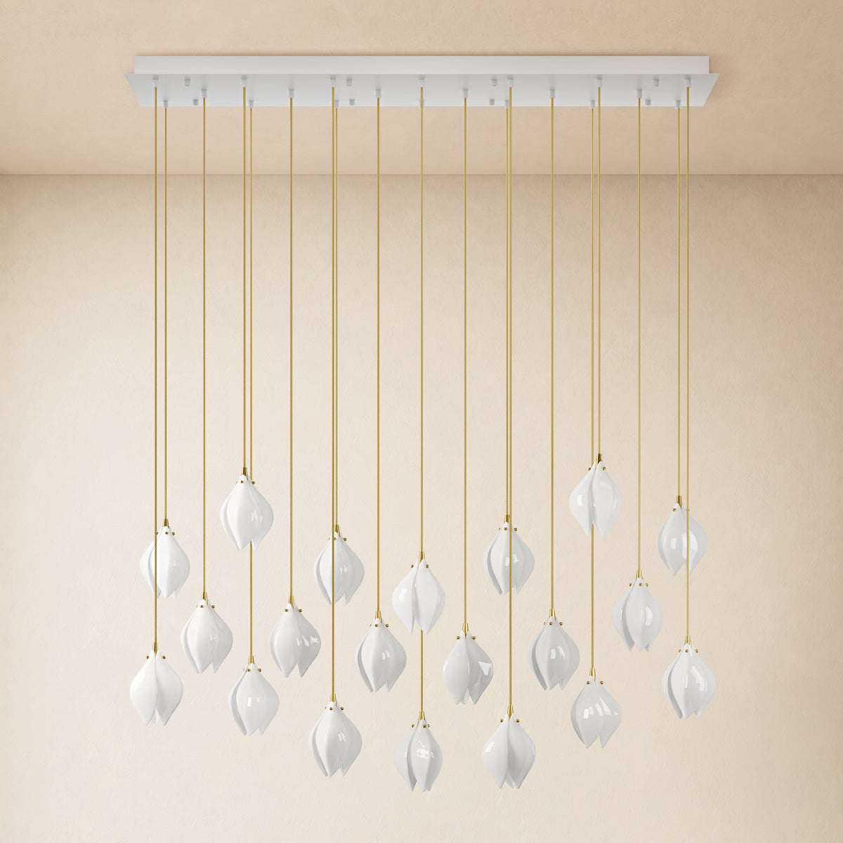 Veylune Ceramic Flower Cluster Rectangular Chandelier 19.7"-60"W 