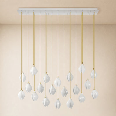 Veylune Ceramic Flower Cluster Rectangular Chandelier 19.7"-60"W 