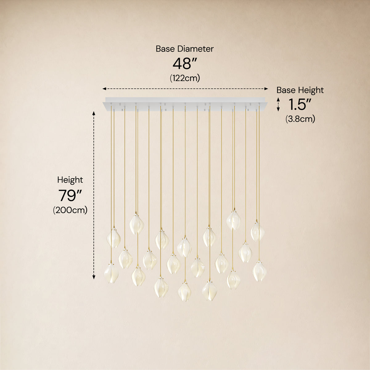 Veylune Ceramic Flower Cluster Rectangular Chandelier 19.7"-60"W 
