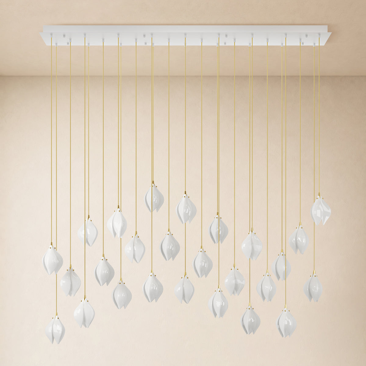Veylune Ceramic Flower Cluster Rectangular Chandelier 19.7"-60"W 