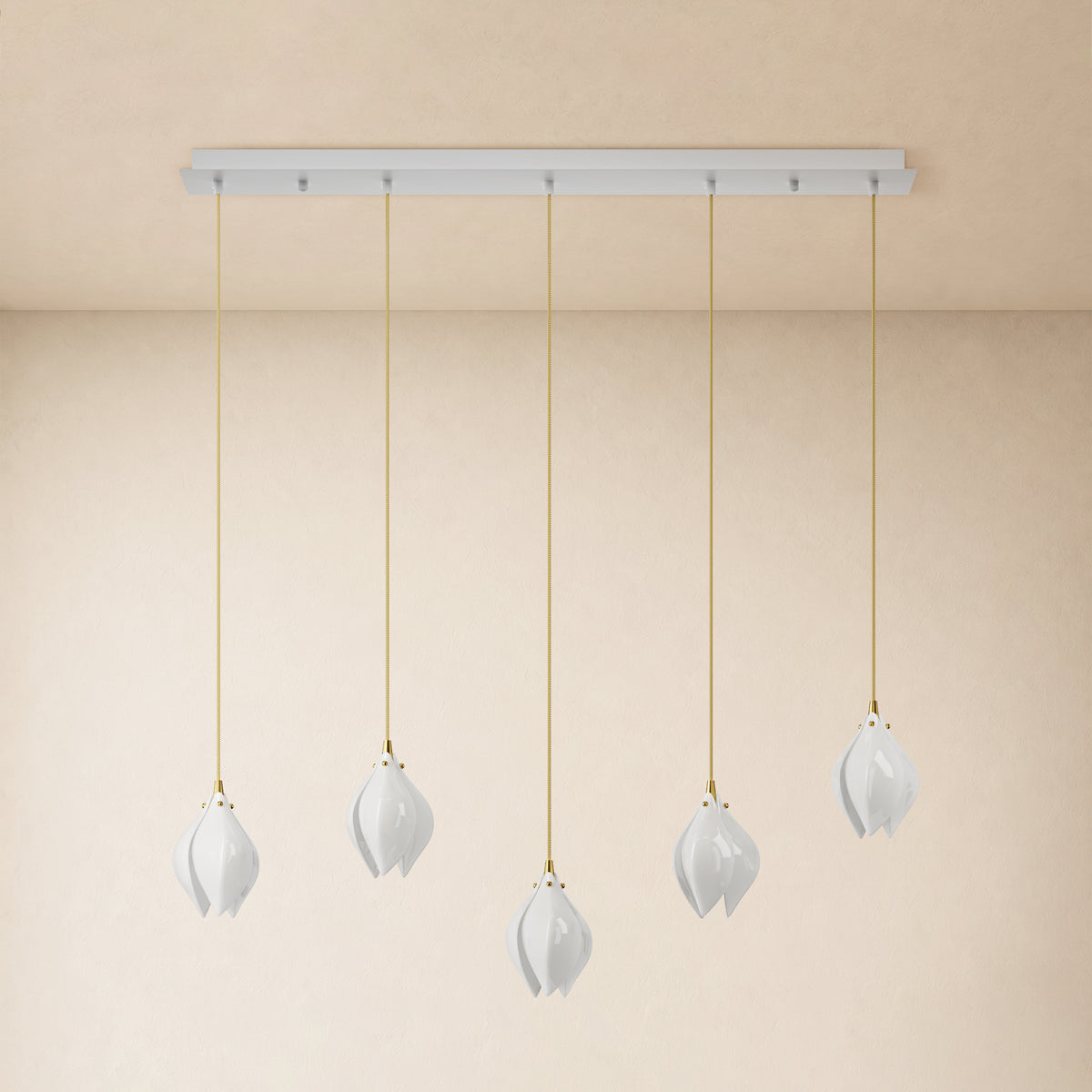 Veylune Ceramic Flower Cluster Rectangular Chandelier 19.7"-60"W 