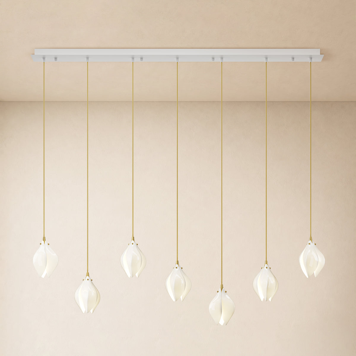 Veylune Ceramic Flower Cluster Rectangular Chandelier 19.7"-60"W 