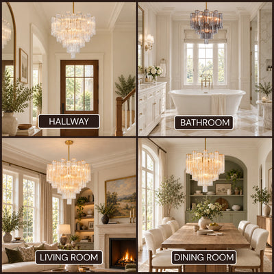 Lumeris Glass Tiered Round Chandelier 24"D